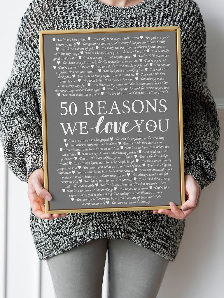 50 Reasons We Love You Photo Canvas, Personalized 50th Birthday