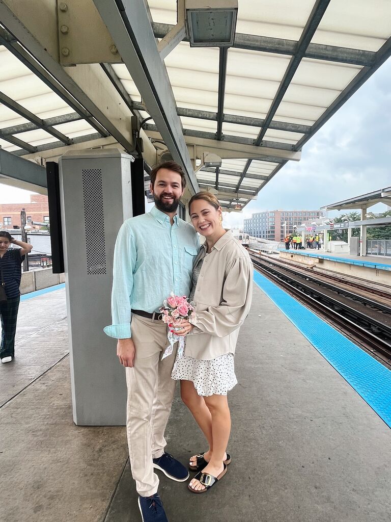 Taking the "L" to City Hall to be legally married!