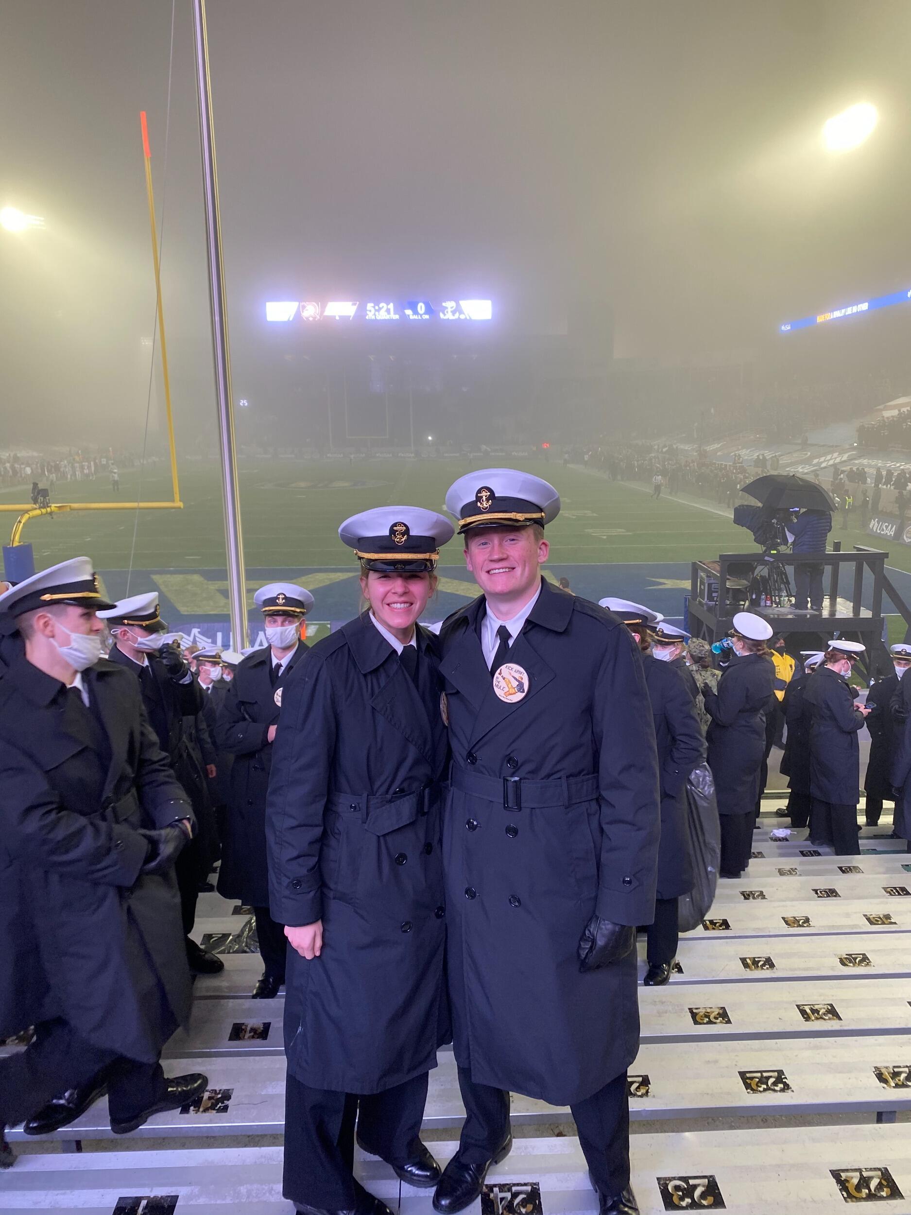 Their first year of dating was through COVID, they met in classrooms, mailrooms, and went for walks around the yard - always in their uniforms.
