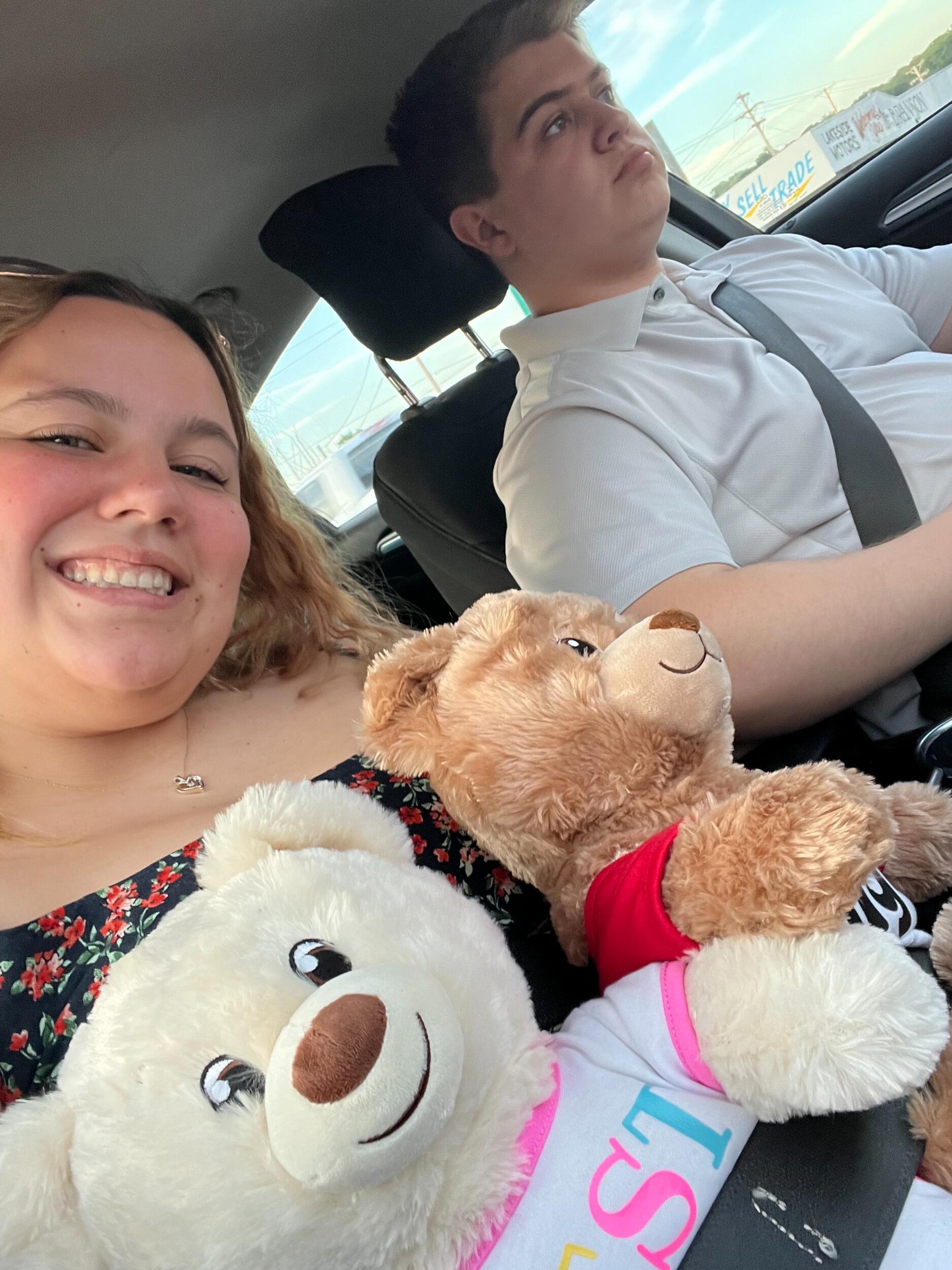 Went to Build-a-Bear and got two "children" for Julia! Their names are Wilson and Willow.