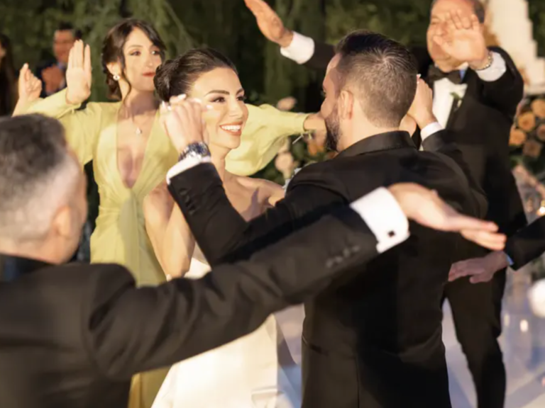 Armenian couple sharing dance at wedding reception