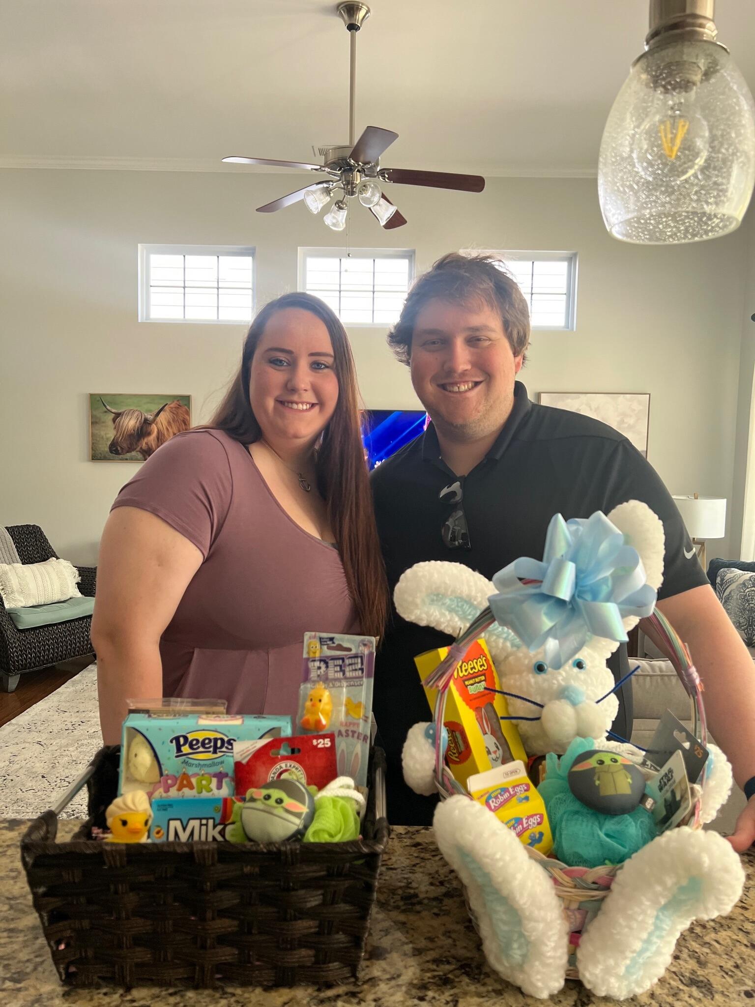 They celebrated their first Easter with lovely Easter baskets his mom made for them!