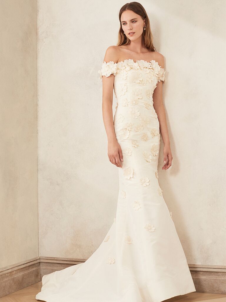 oscar de la renta floral wedding dress