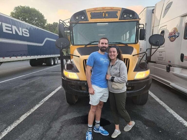 Danielle finally convincing Kyle to buy an old school bus on facebook marketplace then driving it 6 hours home from Maine (we only broke down twice)