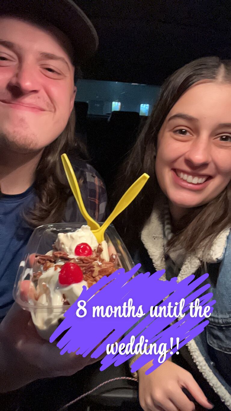 Celebrating 8 months until our wedding with some yummy Andy's ice cream! 