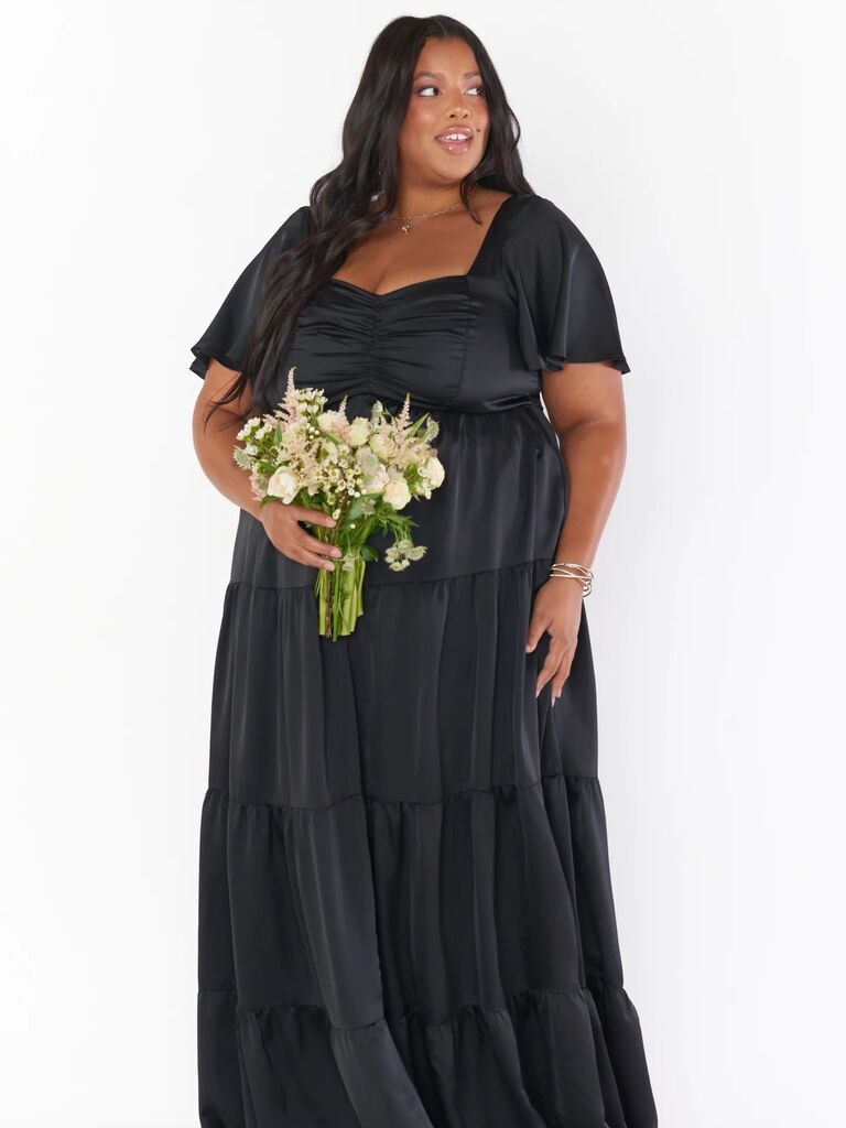 Flow maxi tiered dress with flutter sleeves