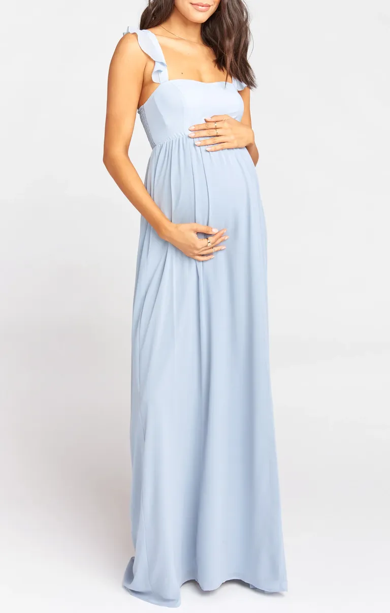 Slate Blue Maternity & Nursing Maxi Dress