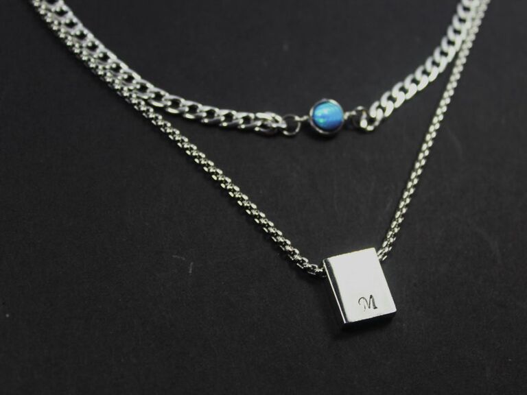 Layered opal necklace anniversary gift