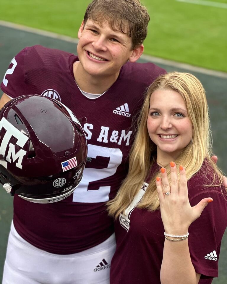 
I guess dreams really do come true. Dalton made the football team, walking on just a week before the engagement. The rest of the spring semester was spent in pure excitement and exhaustion, life could not be busier or more fun! Just a year before the big day, Dalton played in the spring game ON Kyle Field!