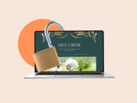 Wedding website displayed on laptop with a security lock on it