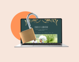 Wedding website displayed on laptop with a security lock on it