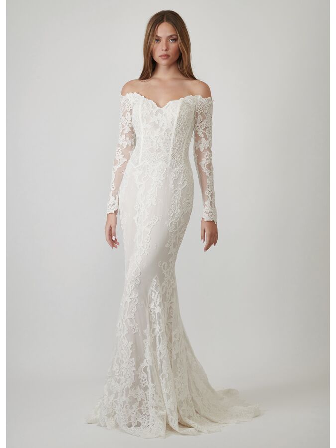 Lihi hod long 2024 sleeve wedding dress