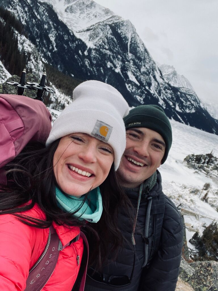 During our first few months of dating  I quickly realized that our shared hobbies became more enjoyable when we were doing them together. Whether we were hiking in the snow, fishing in the rain, or failing at an epic cooking recipe I was happiest when spending my time with Nate. - Haydn
