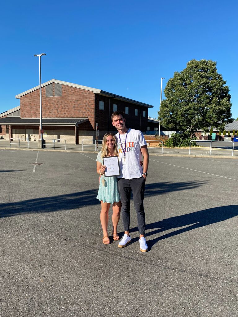 Our first day picture BOTH being teachers! This was my first day of school teaching ever!