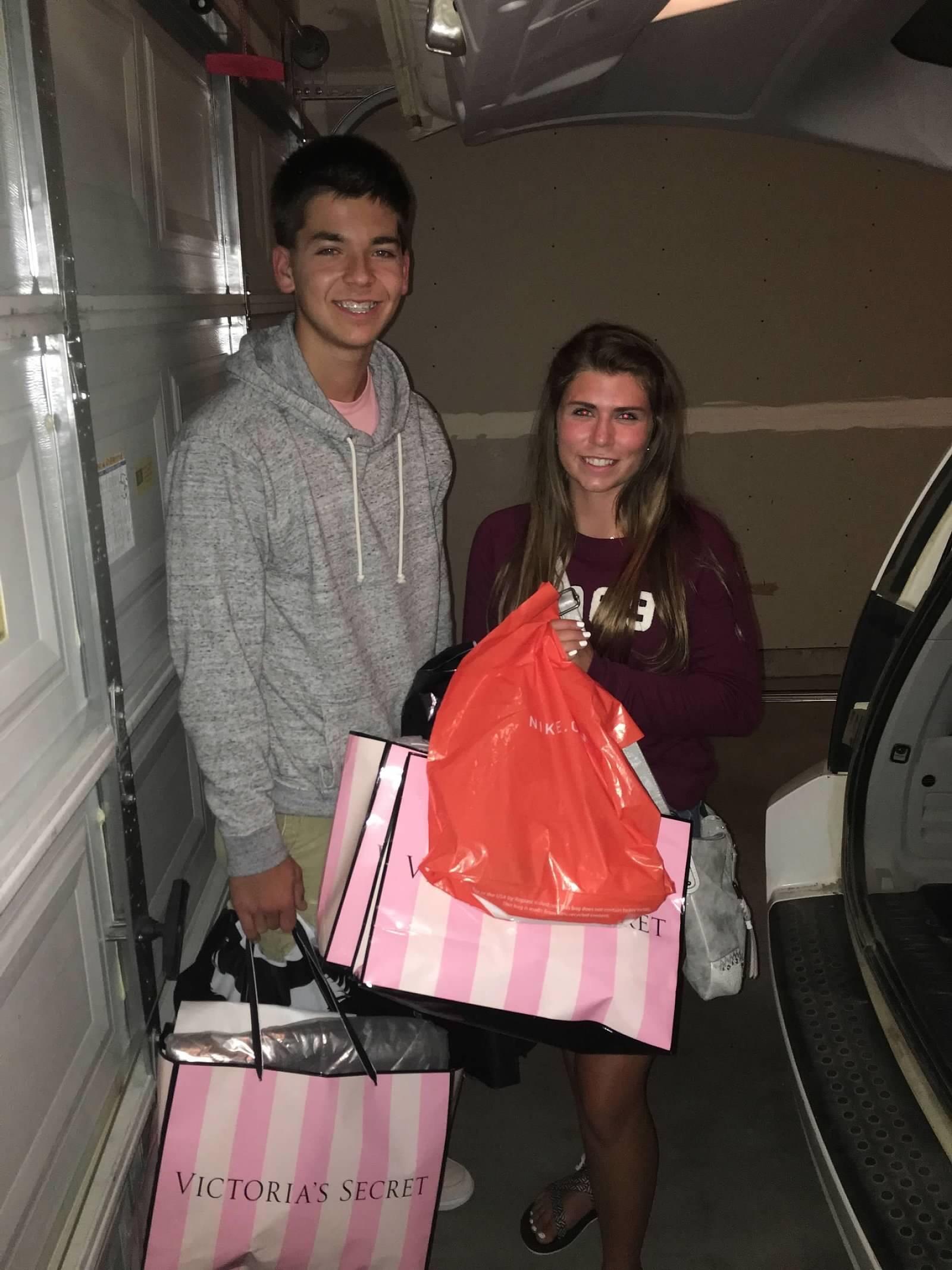 Kadi joins Corwin on a family vacation to Valley Fair! Pretty sure those are all Kadi's shopping bags! 