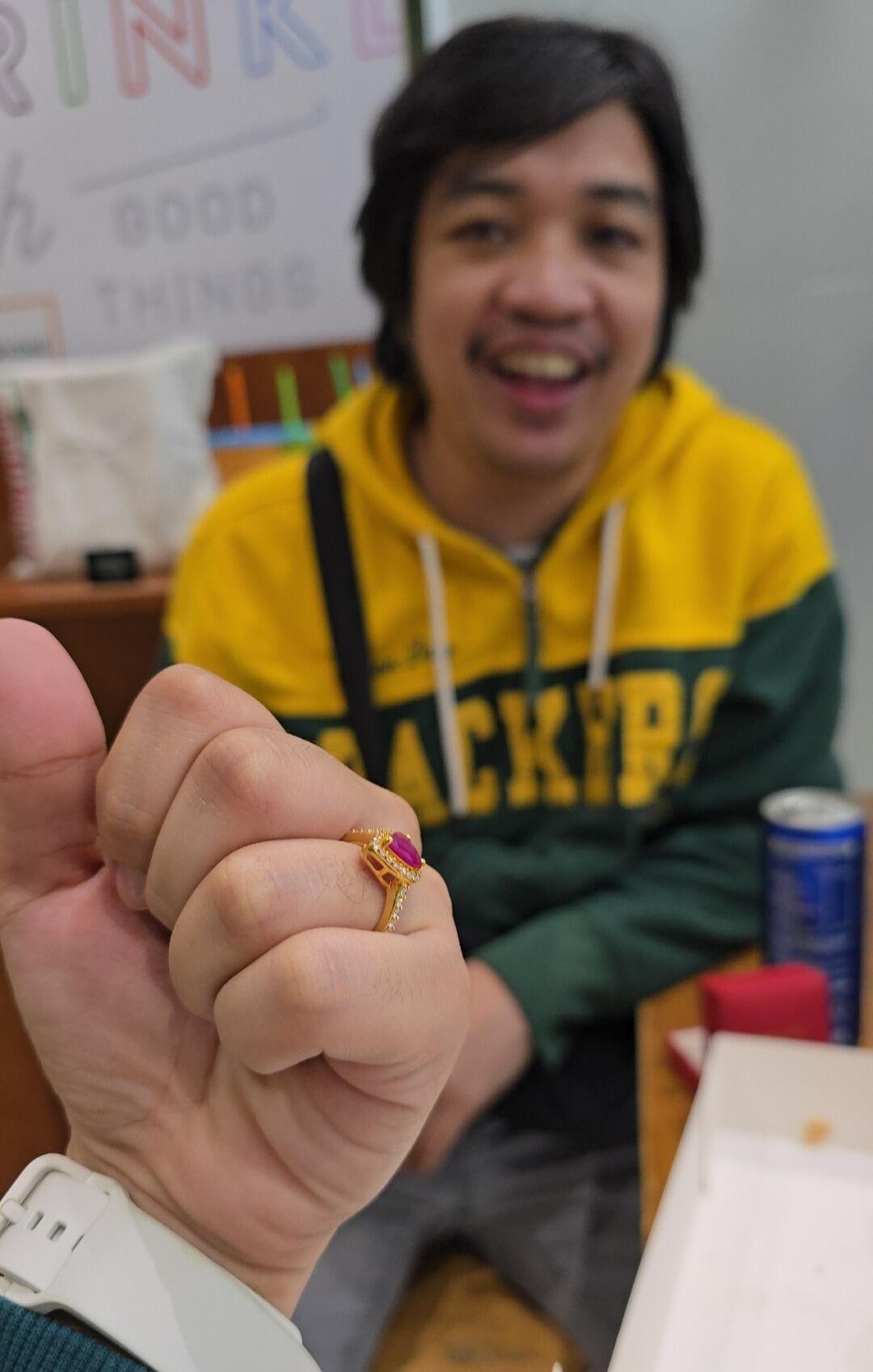 The day we got engaged, sa loob ng Krispy Kreme wearing a jumper and a sweatshirt, SM Fairview HAHAHAHA