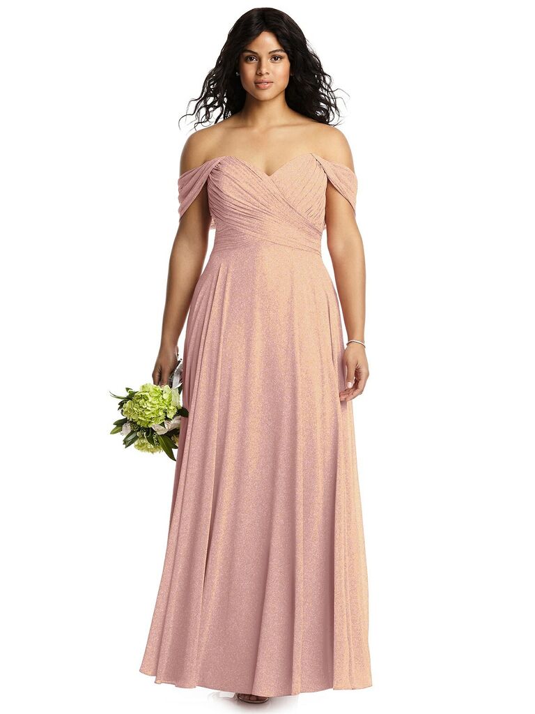rose gold long bridesmaid dress