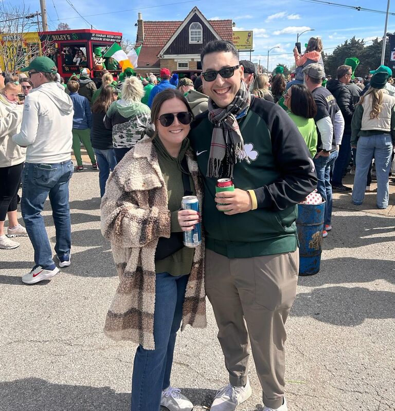 Kelsey & Brian's first St. Patrick's Day in Dogtown.