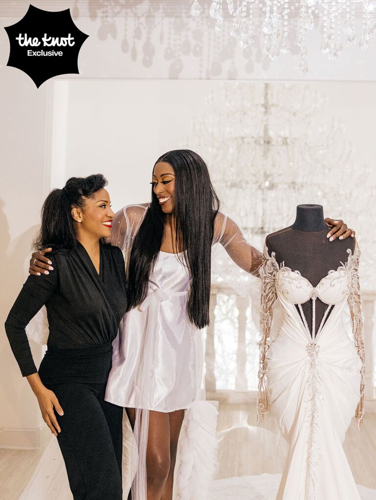 Chiney with her wedding dress designer Nneka Alexander 
