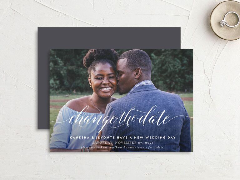 Wedding postponement card we do