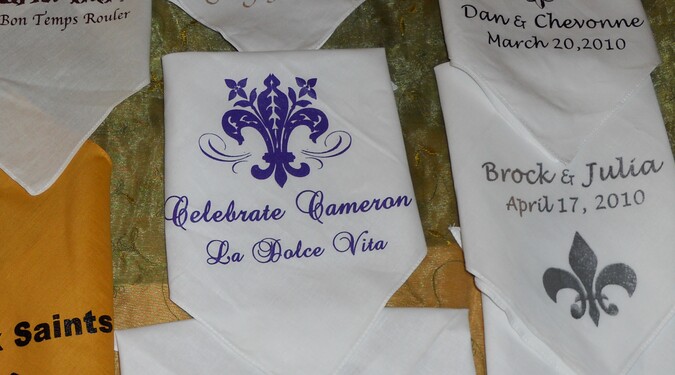 Split Fleur de Lis on sale Wedding Second Line Handkerchiefs