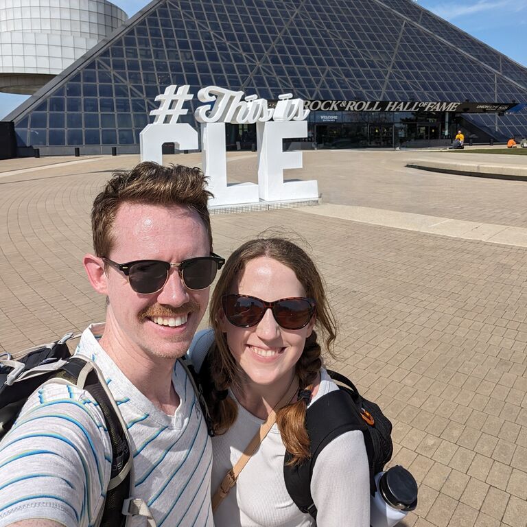 Exploring the Cleveland pier after watching the eclipse.