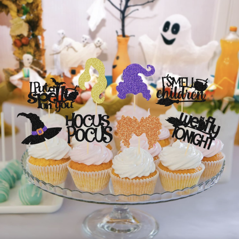 Glitter Hocus Pocus Bachelorette Party Cupcake Toppers
