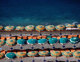 Umbrellas by the ocean