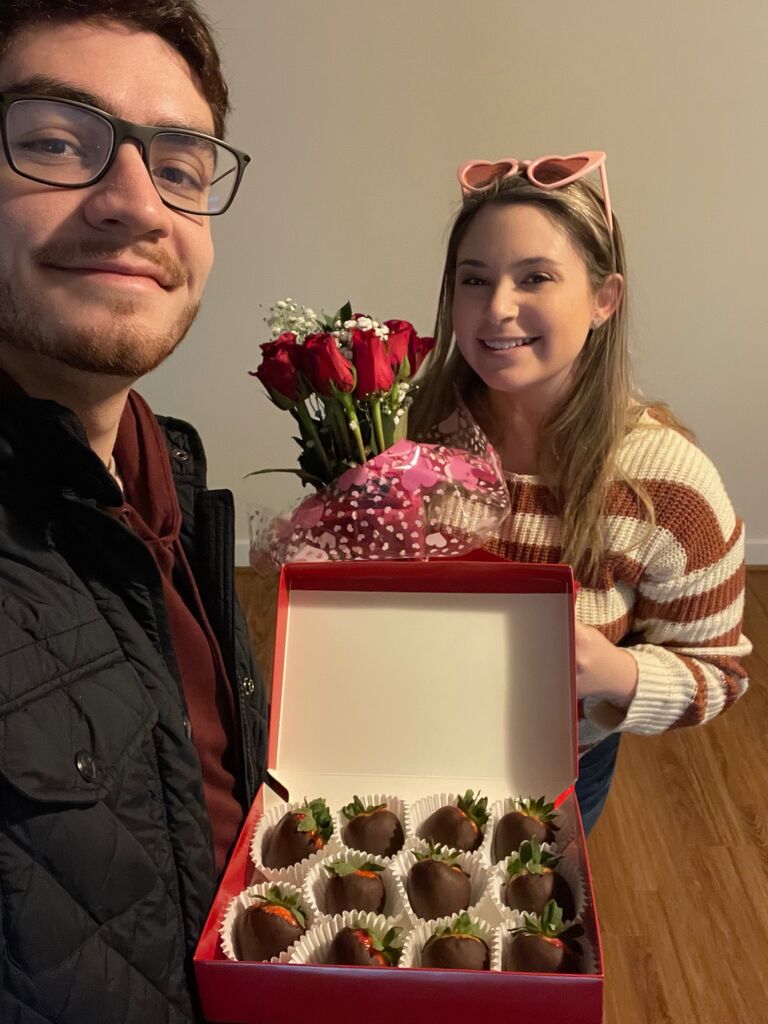 Our first Valentine's Day - we've started the tradition of celebrating our love and our relationship. We realize just how lucky we are to have found each other, and we can't wait to continue celebrating with our friends and family at our wedding!