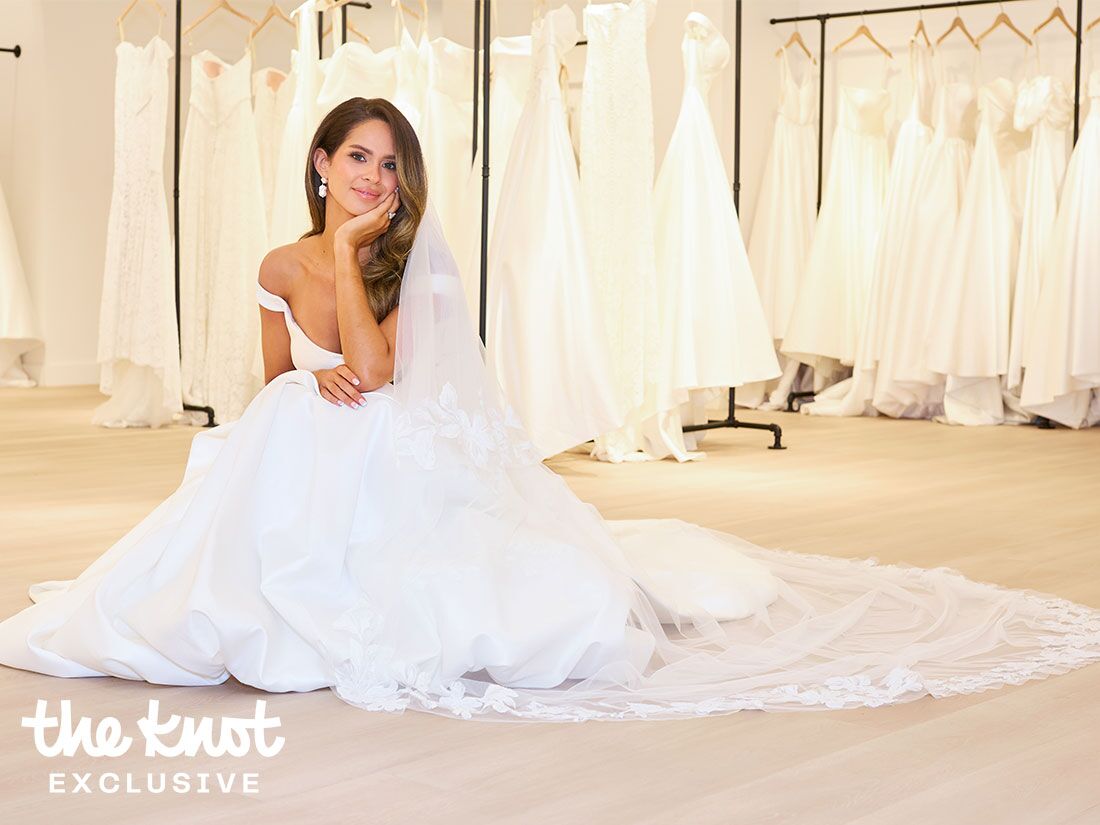 Kelsey Anderson trying on wedding dresses in New York City