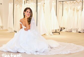 Kelsey Anderson trying on wedding dresses in New York City
