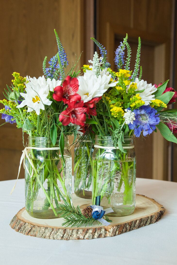 Red White Blue And Yellow Wildflower Centerpieces