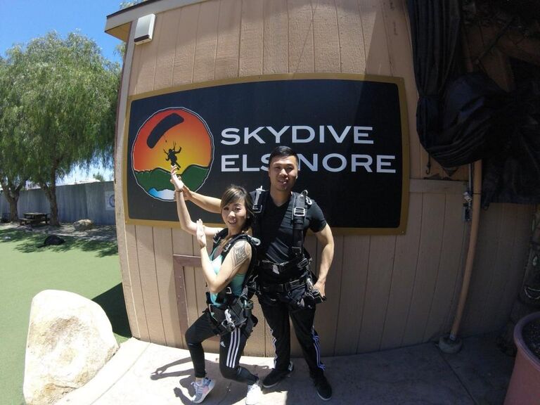 overcame one of many fears together, this was skydiving in lake elsinore