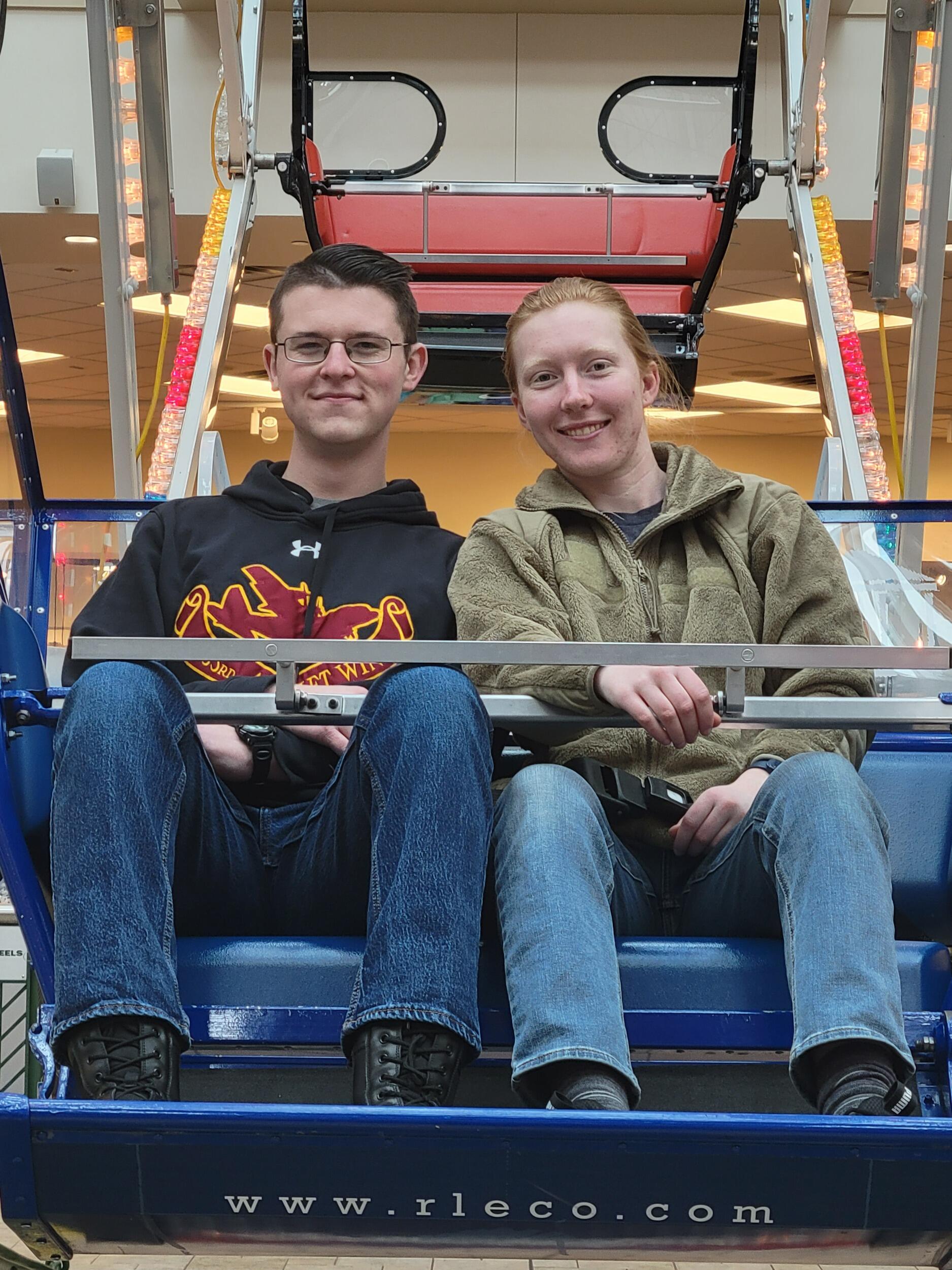 Benjamin and Lydia, along with two other friends, may or may not have driven the frontage road to Fargo in order to ride the Scheel's Ferris Wheel when school was closed for a blizzard. Why didn't we take I-29? NDOT had it shut down because it was "too dangerous" or something. We cannot confirm nor deny if this actually happened