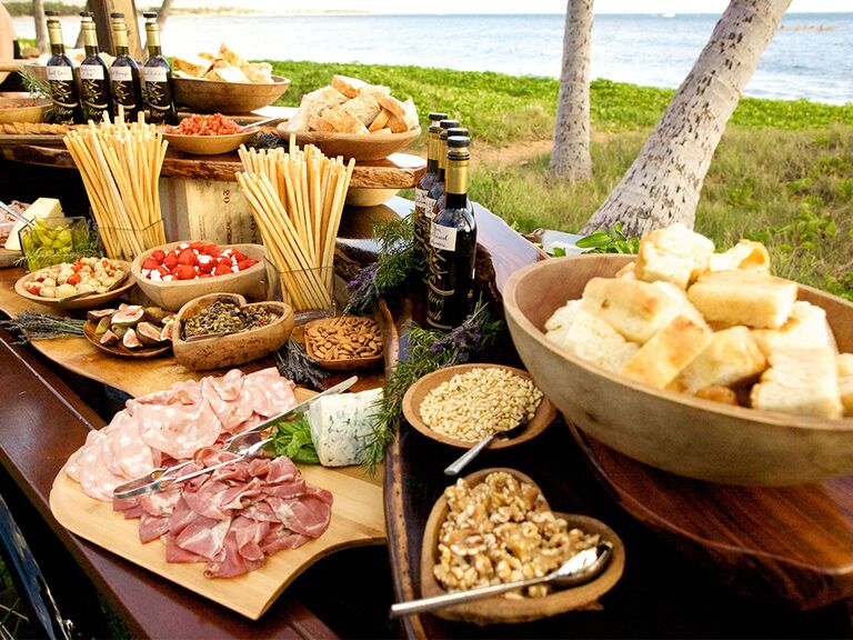 Italian and Mediterranean-inspired grazing table at wedding