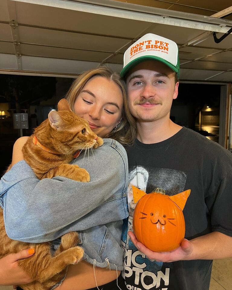 Cheeto's first pumpkin carving