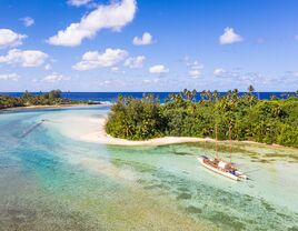 Sky view of the Cook Islands in Polynesia South Pacific.