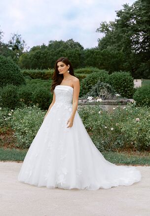 Tulle Ballgown with Cuff Neckline and Sequined Lace Appliqués