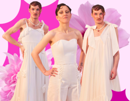 Three gender-fluid wedding outfits