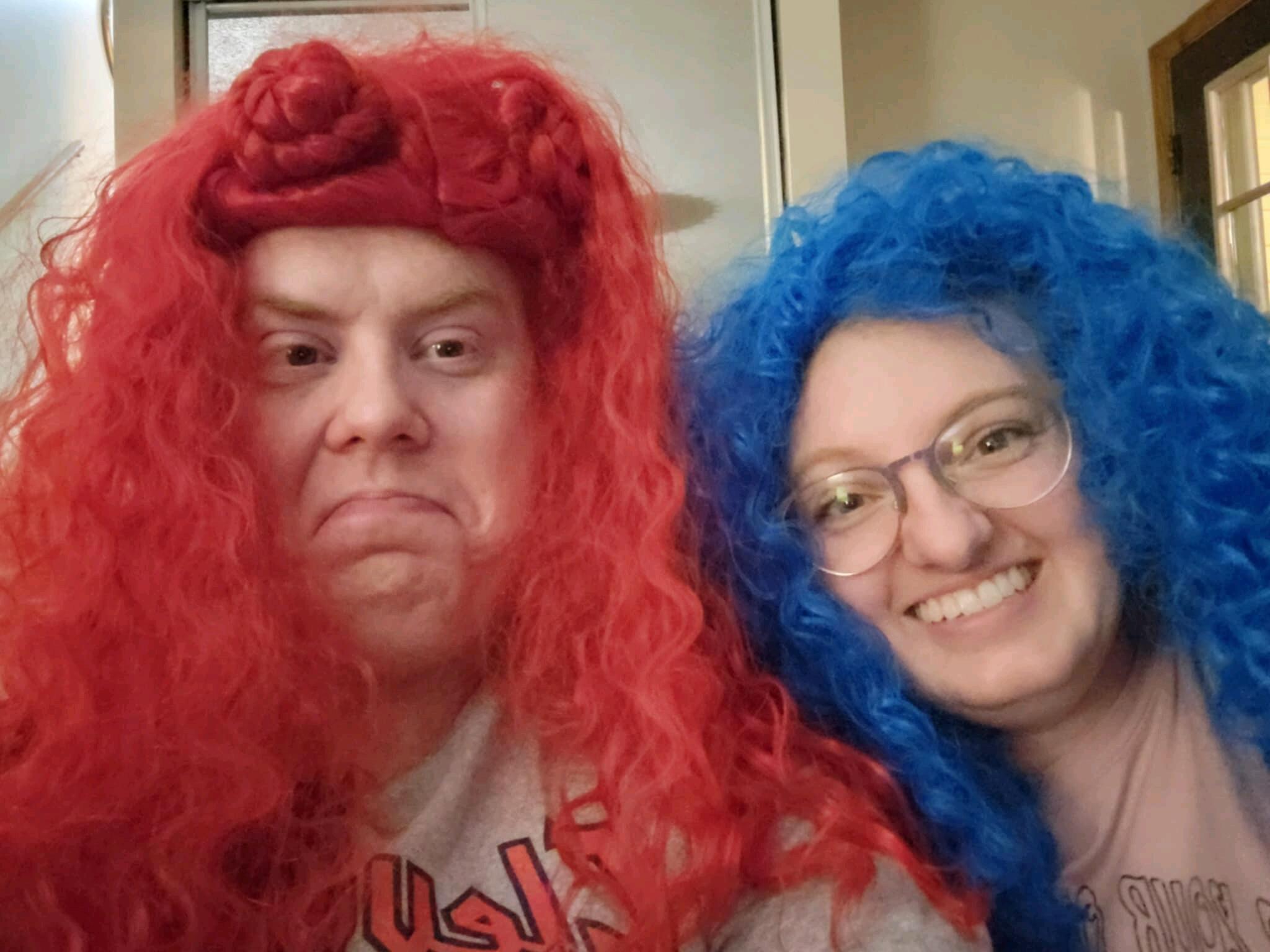 We tried a new hair style.