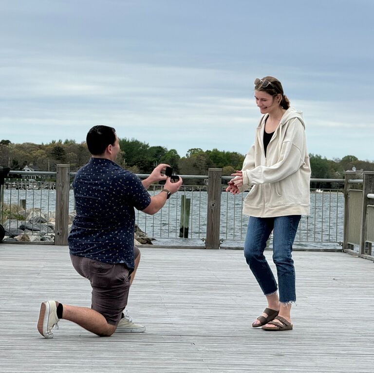 We got engaged at Smuggler's Beach on the Cape!