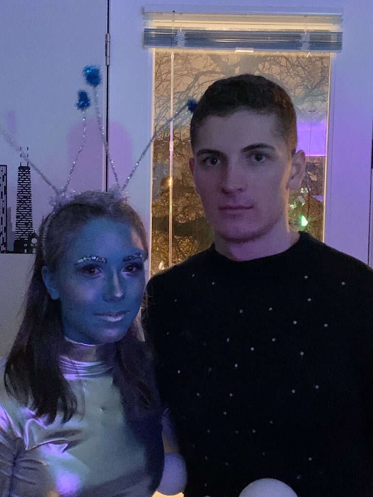 Spooked? Jolie painted herself blue to be an alien our first Halloween together. 