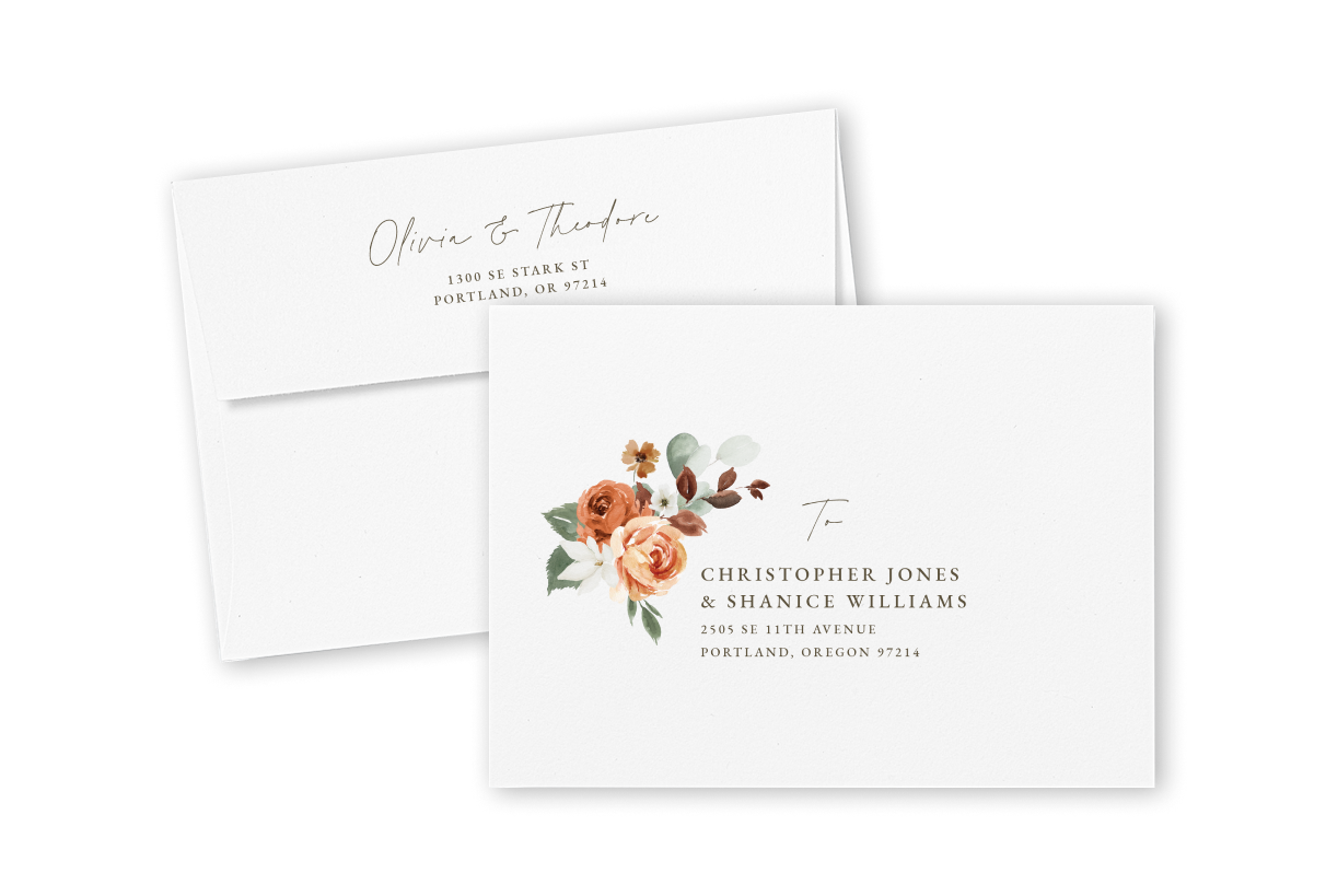 Addressed wedding invitation envelopes