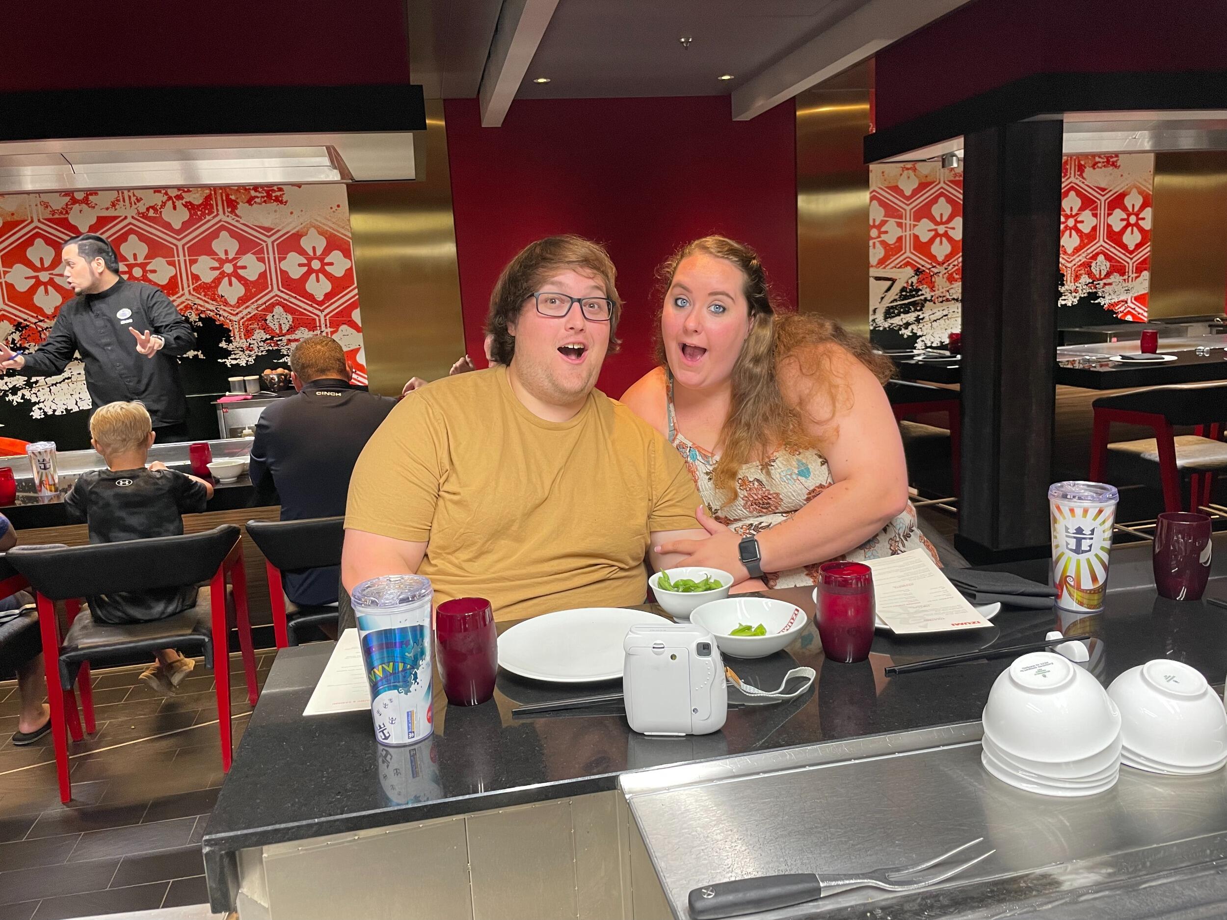 After doing a little gambling, Brett & Sarah enjoyed a lovely lunch at the Hibachi restaurant on the boat. The chef was awesome and had the most ridiculous and hilarious laugh! Sarah ate her leftovers the next day in bed. 