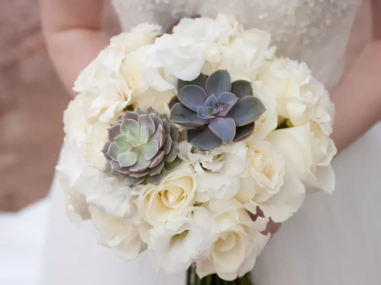 All-White Bouquet With Succulents 
