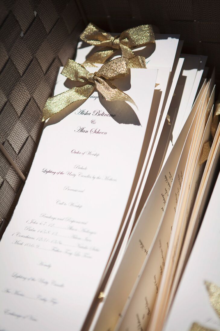 Wedding Programs With Gold Ribbon