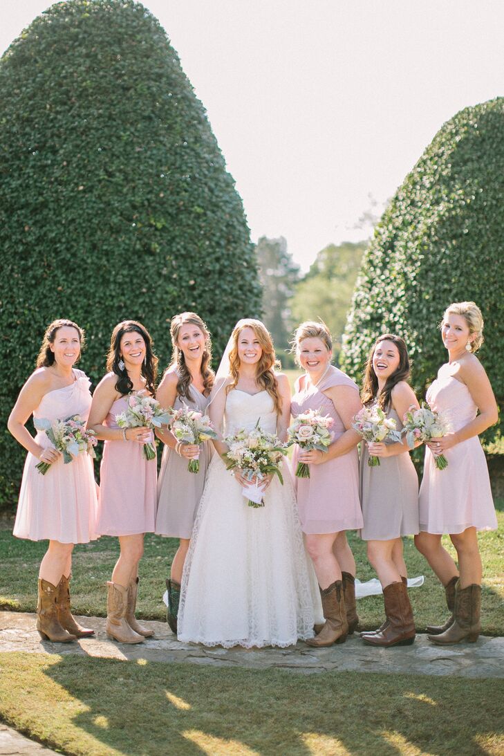 rustic pink bridesmaid dresses