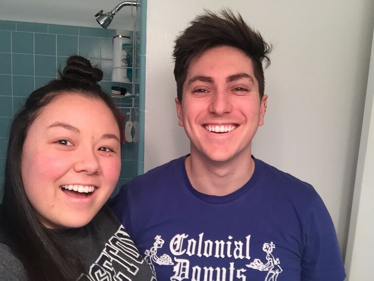 Joe and Tori straighten their hair. 