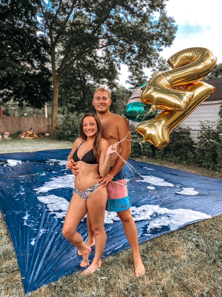 A COVID 21st birthday for Kate (pictured is the slip & slide part of our beer-lympics relay race.. truly could not tell you who won..)
