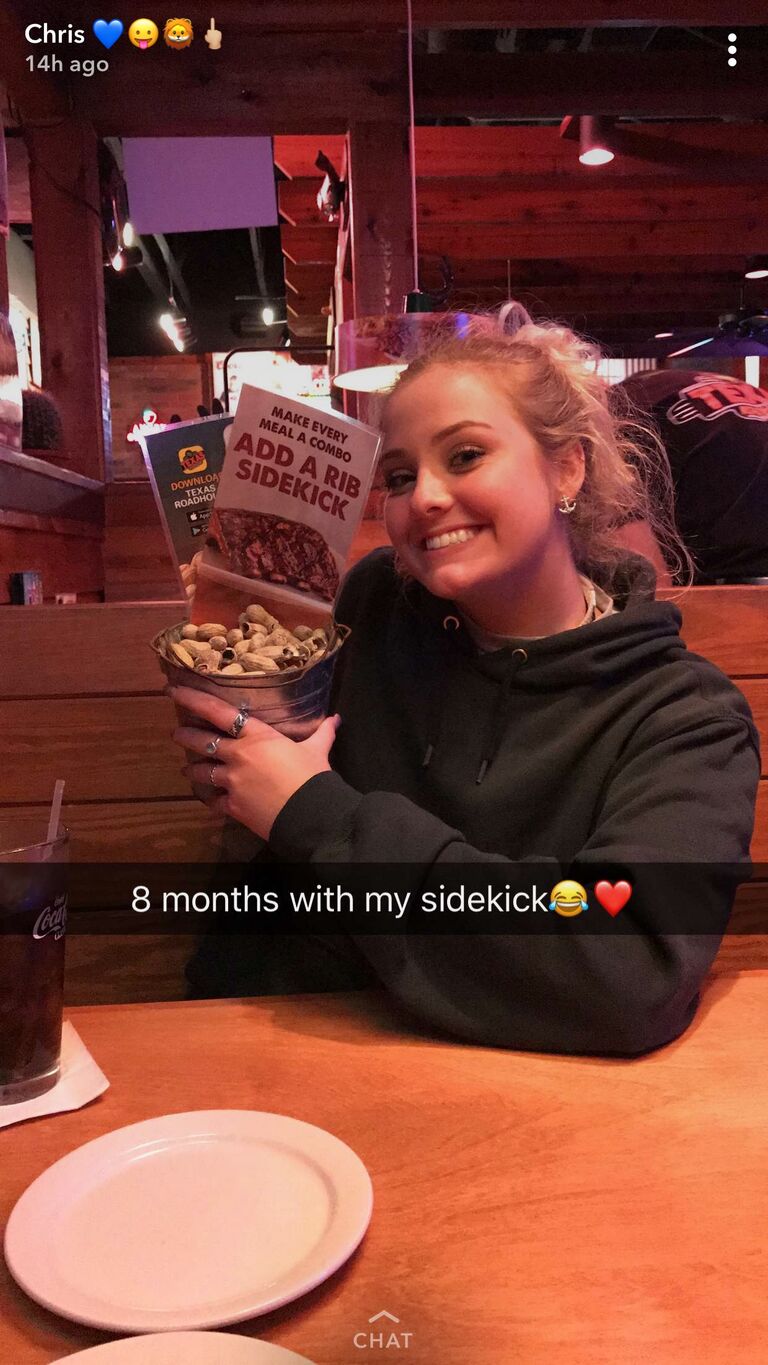 Celebrating 8 months together at Texas Roadhouse.